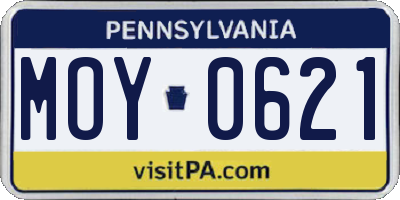 PA license plate MOY0621
