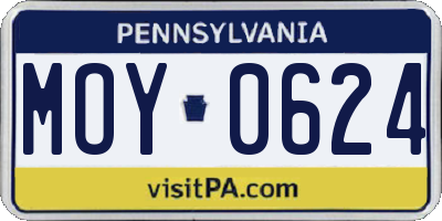 PA license plate MOY0624