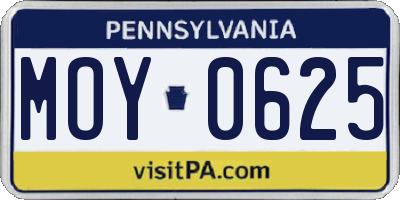 PA license plate MOY0625