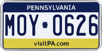 PA license plate MOY0626