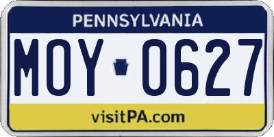 PA license plate MOY0627