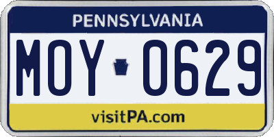 PA license plate MOY0629