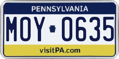 PA license plate MOY0635