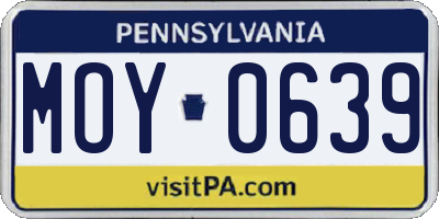 PA license plate MOY0639
