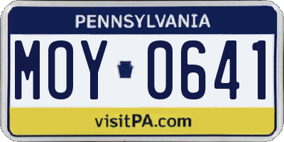 PA license plate MOY0641