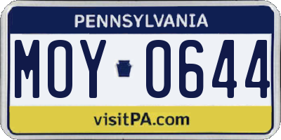 PA license plate MOY0644