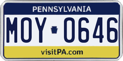 PA license plate MOY0646