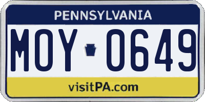 PA license plate MOY0649