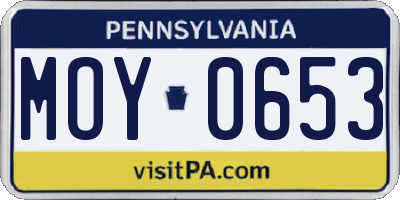 PA license plate MOY0653