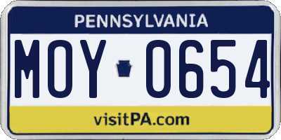 PA license plate MOY0654