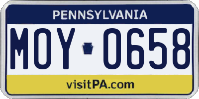 PA license plate MOY0658
