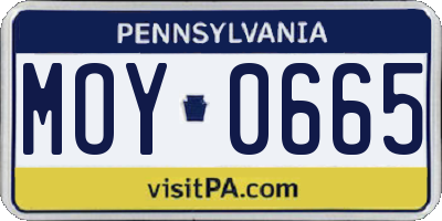 PA license plate MOY0665