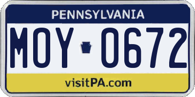 PA license plate MOY0672