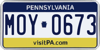 PA license plate MOY0673