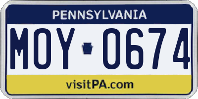 PA license plate MOY0674