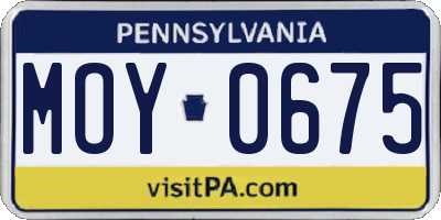 PA license plate MOY0675