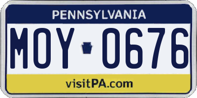 PA license plate MOY0676