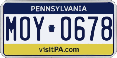 PA license plate MOY0678