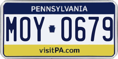 PA license plate MOY0679