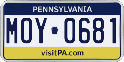 PA license plate MOY0681