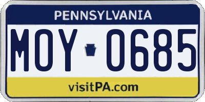 PA license plate MOY0685