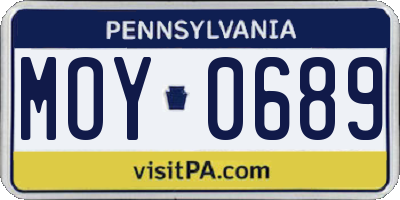 PA license plate MOY0689