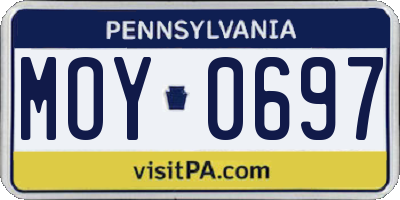 PA license plate MOY0697