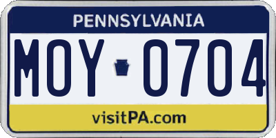 PA license plate MOY0704