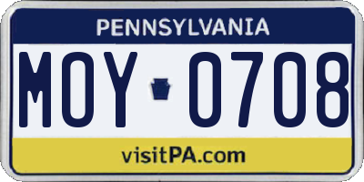 PA license plate MOY0708