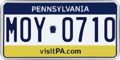 PA license plate MOY0710