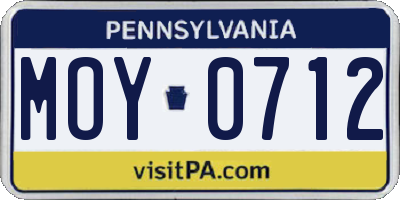 PA license plate MOY0712