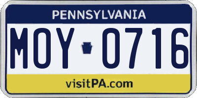 PA license plate MOY0716