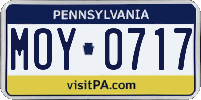 PA license plate MOY0717