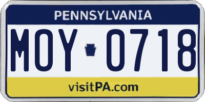 PA license plate MOY0718