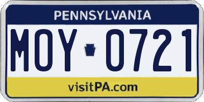PA license plate MOY0721