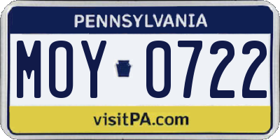 PA license plate MOY0722
