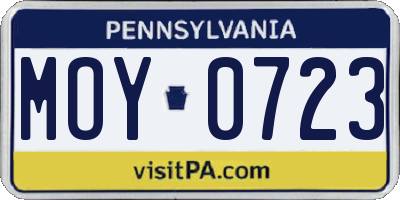 PA license plate MOY0723