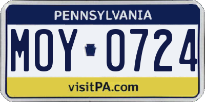 PA license plate MOY0724