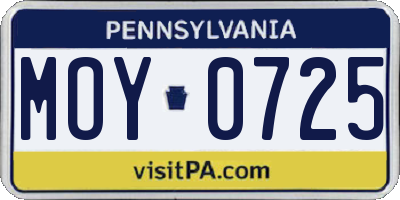 PA license plate MOY0725