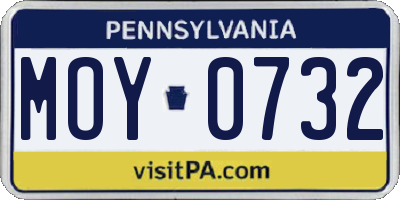 PA license plate MOY0732