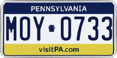 PA license plate MOY0733