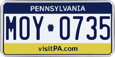 PA license plate MOY0735