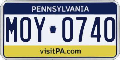 PA license plate MOY0740