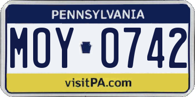 PA license plate MOY0742