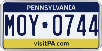 PA license plate MOY0744