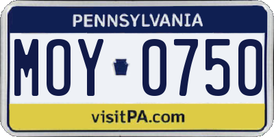PA license plate MOY0750