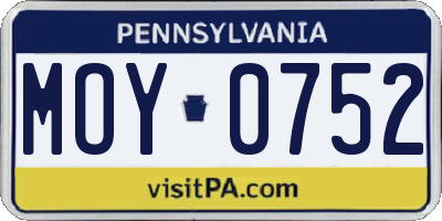 PA license plate MOY0752