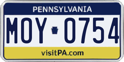 PA license plate MOY0754