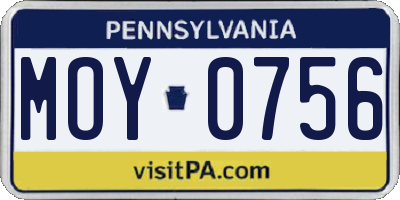 PA license plate MOY0756