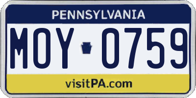 PA license plate MOY0759